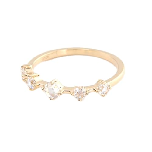 Wycian Zierlicher Ring Gold Ring Boho 9K Gold Moissanit Rund mit Moissanit Größe 47 (15.0) Beliebt für Mutter Abschluss Personalisiert von Wycian