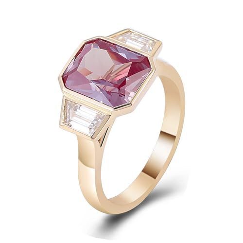 Wycian Zierlicher Ring Gold Ring Gelb 14 Karat Gold Im Labor Hergestellter Edelstein Geometrisch Größe 47 (15.0) Elegant für Schwester Weihnachten Personalisierbar von Wycian