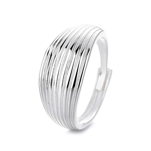 Wycian Zierlicher Ring Vintage Ringe Damen Silber 925 Sterlingsilber Breite Linien Einstellbar Verstellbar Beliebt für Schwester Engagement Schmuck von Wycian