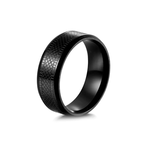Wycian bff Ringe, Ring Damen Edelstahl Schwarz Größe 57 (18.1) 7,6 mm Schlangenmuster Anpassbar für Frau Vatertag von Wycian