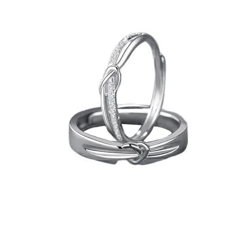 Zarter Ring Damen Ringe Silber 925 Schlicht Sterling Silber Liebesknoten Verstellbar Mode für Paar Gattin Muttertag Schmuck von Wycian