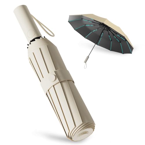 Wydexint Regenschirm, Automatik Regenschirm,Automatischem Öffnen und Schließen, Durable & Compact Umbrella, Strong Fiberglass Frame(Aprikose) von Wydexint