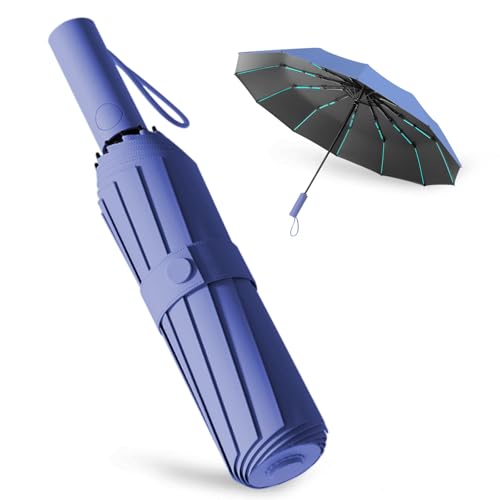 Wydexint Regenschirm, Automatik Regenschirm, Automatischem Öffnen und Schließen, Durable & Compact Umbrella, Strong Fiberglass Frame(Dunkelblau) von Wydexint