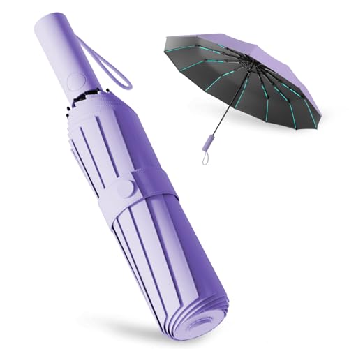 Wydexint Regenschirm, Automatik Regenschirm,Automatischem Öffnen und Schließen, Durable & Compact Umbrella, Strong Fiberglass Frame(Lila) von Wydexint