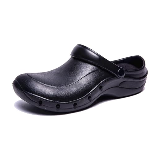 Herren Küchenkochschuh, Herren-Schlupfschuhe Mit Breiter Fußgewölbeunterstützung Rutschfestem Riemen Verstellbar Ölbeständig, Bequeme rutschfeste Und wasserdichte Slip-On-Sandalen(45 EU) von Wygwlg