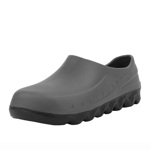 Slip-on-Wasserschuhe Für Herren, Küchenarbeitsschuhe, Ölwasserbeständige Herren-Kochschuhe Für Die Krankenpflege, Rutschfeste Restaurant- Und Kochschuhe Für Herren ( Color : Gray black , Size : 43 EU von Wygwlg