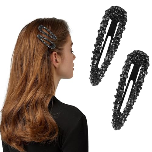 Haarspangen mit tschechischen Kristallen, 2 Stück, schwarz, glitzernd, für Damen und Mädchen Haarspangen mit tschechischen Kristallen, 2 Stück, schwarz, glitzernd, für Damen und Mädchen von Wyjuan