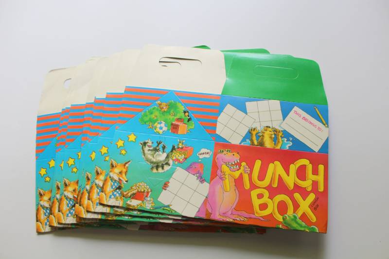 Vintage Munch Box Wiederverwendbare Papier Brotdosen 1987 von WylieOwlVintage