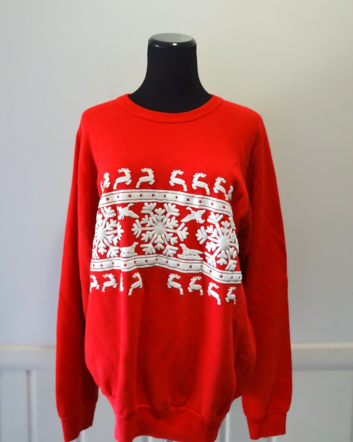 Vintage Schneeflocke Muster Weihnachten Sweatshirt 1980Er Jahre von WylieOwlVintage