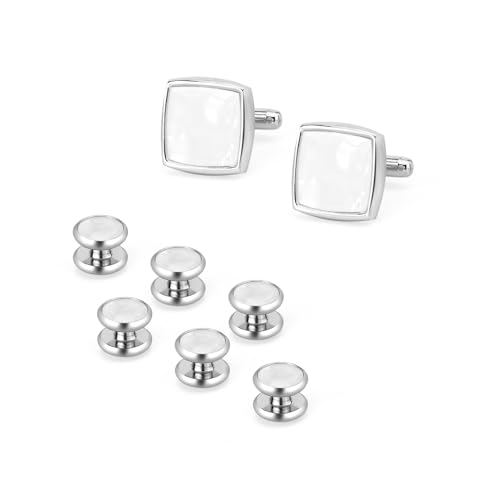 UJOY Manschettenknöpfe und Nieten Set Herrenschmuck mit Geschenkbox - Silber Manschettenknöpfe Herren personalisierte Geschenke, Osterkostüm Erwachsene Accessoire Jungen Schmuck Dekor von Wynameleri