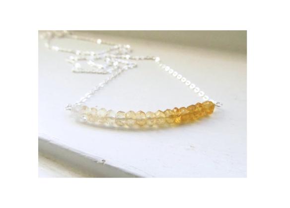 Citrin Halskette Ombre November Geburtsstein Bar Silber Rondelle Hellgelb Sonnenschein von WynnDesign