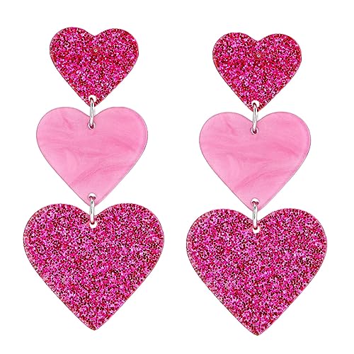1 Paar Neuartiger Stil Sanfter Asymmetrischer Liebe Herzohrringe Elegante 3-Connect Herz 2023 Trendschmuck Liebe Ehrropfen Für Mädchen von Wynrzyj