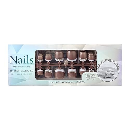 Elegante 120pcs French Zehennägel Für Frauen Mädchen Volle Cover Gefälschte Zehennägel Dauerhafte Verschleiß Mode Zehennagel Verbesserung Französisch von Wynrzyj