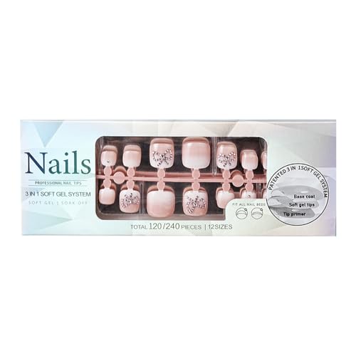 Elegante 120pcs French Zehennägel Für Frauen Mädchen Volle Cover Gefälschte Zehennägel Dauerhafte Verschleiß Mode Zehennagel Verbesserung Französisch von Wynrzyj