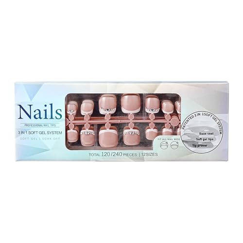 Elegante 120pcs French Zehennägel Für Frauen Mädchen Volle Cover Gefälschte Zehennägel Dauerhafte Verschleiß Mode Zehennagel Verbesserung Französisch von Wynrzyj