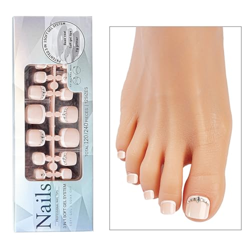 Elegante 120pcs French Zehennägel Für Frauen Mädchen Volle Cover Gefälschte Zehennägel Dauerhafte Verschleiß Mode Zehennagel Verbesserung Französisch von Wynrzyj