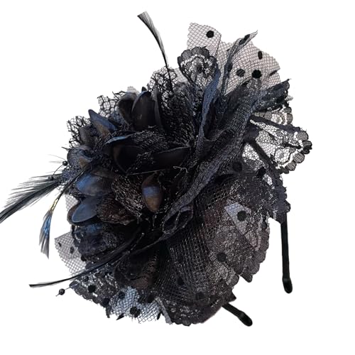 Elegante Spitze Hoher Schädel Haarband Netz Stirnband 1920er Gefiederte Haarhoop Für Frauen Cocktails Party Haare Formen Ornament von Wynrzyj