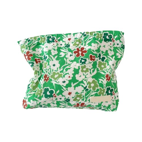 Kompakte Blumen Leinwand Make Up Tasche Mit Großer Kapazität Reisekosmetik Organisierter Toilettenbeutel Reisekoffer Für Frauen Und Mädchen Leichter Kosmetischer Aufbewahrungstasche von Wynrzyj