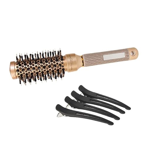 Leitfähige Roundbürste Mit Schweineborsten Für Frauen Frisur Kamm Glattes Haar Glättisch Leicht Zu Bedienender Professioneller Salonbürste von Wynrzyj