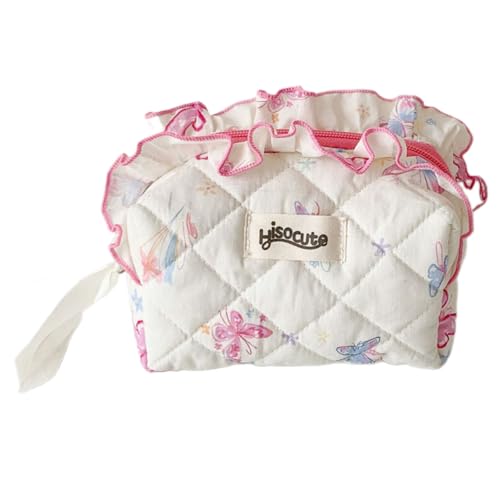 Polyester Baumwoll Make Up Tasche Große Kapazität Reise Kosmetische Organisatoren Toilettenbeutel Reisekoffer Für Frauen Und Mädchen Süße Spitzenkosmetiktasche von Wynrzyj