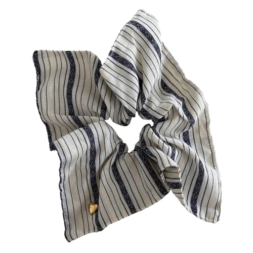 Retro Gestreiftes Stoff Haar Scrunchie Square Pferdeschwanzhalter Mit Herzakzent Weiches Elastisches Haarzubehör Für Tägliche Verwendung Polyester Quadratische Haarkrawatte Unisex Design von Wynrzyj