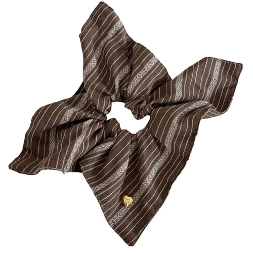 Retro Gestreiftes Stoff Haar Scrunchie Square Pferdeschwanzhalter Mit Herzakzent Weiches Elastisches Haarzubehör Für Tägliche Verwendung Polyester Quadratische Haarkrawatte Unisex Design von Wynrzyj