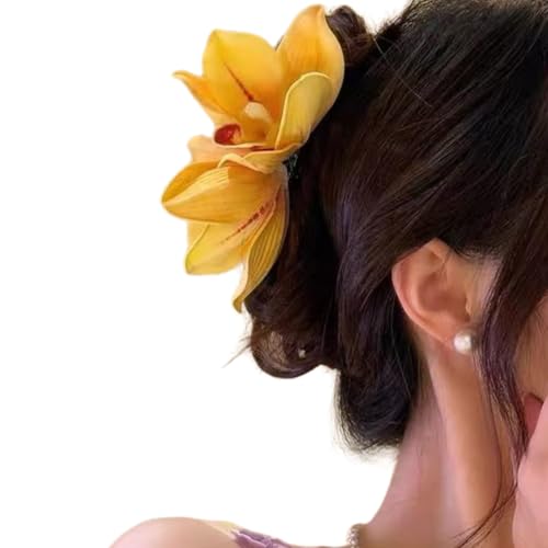 Stilvolle Orchideen Blumenhaarklauen Clip Accessoire Für Frauen Eleganter Haarkiefer Pferdeschwanzhalter Für Verschiedene Frisuren von Wynrzyj