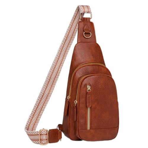 Vintage Styles Frauen Mode Chest Tasche Multi Taschen Weibliche Umhängetasche Weiche PU Leder Crossbody Geldbeutel Retro Brust von Wynrzyj
