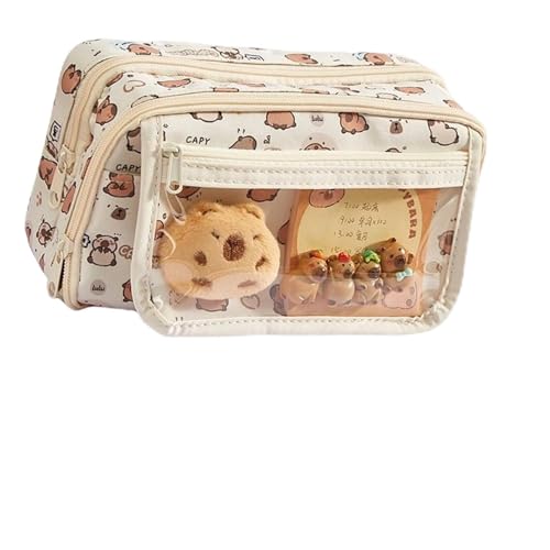 Wynrzyj Bencil Case Bleistifthalter Mit Großer Kapazität Cartoon Tierbeutel Tasche Mehrschichtige Stifttasche Geschenk Für Studentenkoffer Schöner Capybara Stift Brosche Beutel Für Schüler von Wynrzyj