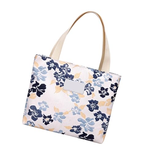 Wynrzyj Blumendruckkäufer Tasche Für Frauen Leichtes Leinwand Handtasche Geräumige Kompartiment Ergonomische Top Grifftaschen Freundliche Blumen Top Tasche von Wynrzyj