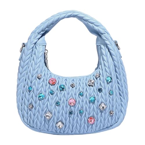 Wynrzyj Frauen PU Leder Handtasche Geldbeutel Strasssteine Crossbody Bag Mode Schulter Crescents Einkaufen Sich Für Tägliche Damencrescent Schulter Falten Handtasche PU Leder Crossbody Für Täglich von Wynrzyj