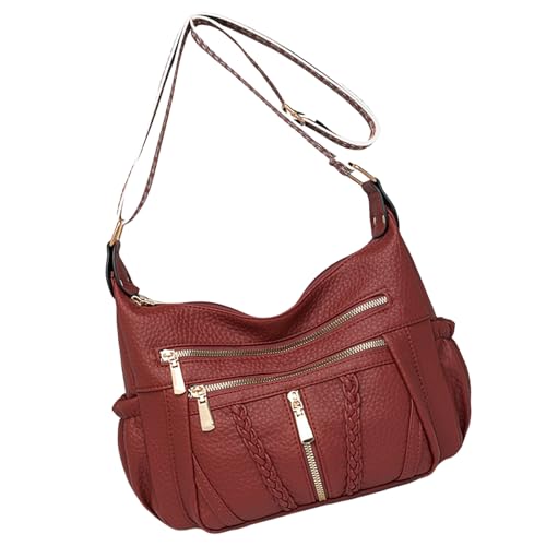 Wynrzyj Funktionelle Multi Taschen Umhängetasche Für Frauen Weiche PU Leder Crossbody Satchel Mit Verstellbarem Riemengeschenk Für Sie von Wynrzyj