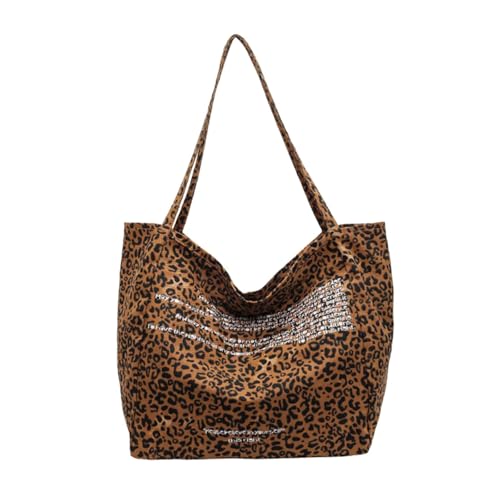 Wynrzyj Geräumige Leoparden Muster Leinwand Umhängetasche Für Frauen Mehrzweck Großer Kapazitätskäufer Handtasche Für Und Winterkoreaner Umhängetasche von Wynrzyj