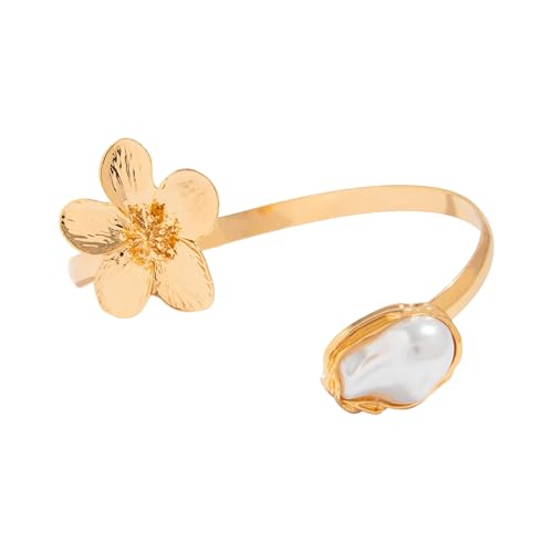 Wynrzyj Goldfarbe Eisenstärke Manschettenarmband Für Frauen Punk Geometrische Konstruktionen Verstellbarer Armschmuck Punk Gold Verstellbares Armarmband von Wynrzyj