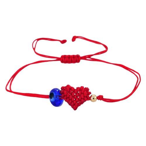 Wynrzyj Handgefertigtes Rotes Kordel Böse Augen Armband Mit Herz Charme Verstellbarer Handgelenk Schmuck Für Frauen Männer Freundschaft Geschenk Handgefertigtes Perlenbrandarm Armband von Wynrzyj