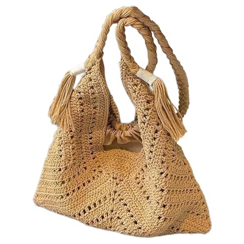 Wynrzyj Handgewebte Baumwoll Umhängetasche Leicht Unterarmtasche Praktische Handtasche Für Frauen Täglich Nutzen Sie Travel Shopping Strand Gewebt von Wynrzyj