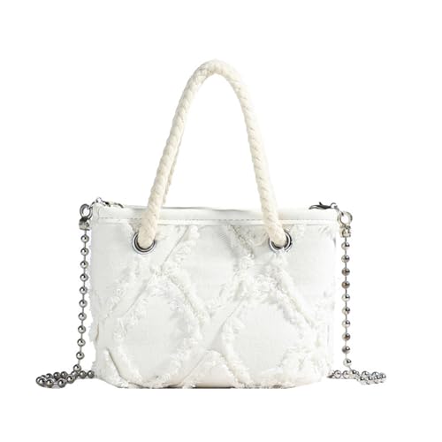 Wynrzyj Koreanische Stile Perlen Kette Crossbody Schulterbetttasche Top Destierte Quasten Kleine Handtasche Für Frauen Und Kinder Distelte Quasten Handtasche von Wynrzyj