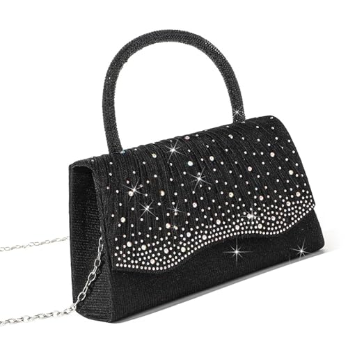Wynrzyj Raffinierte Dame Abendbeutel Mit Funkelnden Strassdekoration Falten Handtasche Umhängetasche Für Brautjungfern Abschlussballhandtasche von Wynrzyj