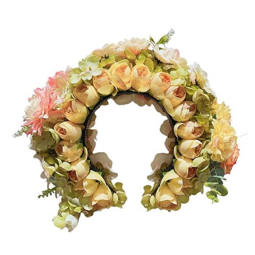 Wynrzyj Stilvolle Blumenhaarbänder Für Frauen Festliche Seidenblumenkronen Stirnband Buntes Haar Ornament Für Partys Und Event Brautzubehör von Wynrzyj