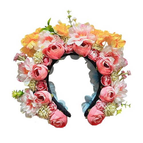 Wynrzyj Stilvolle Blumenhaarbänder Für Frauen Festliche Seidenblumenkronen Stirnband Buntes Haar Ornament Für Partys Und Event Brautzubehör von Wynrzyj