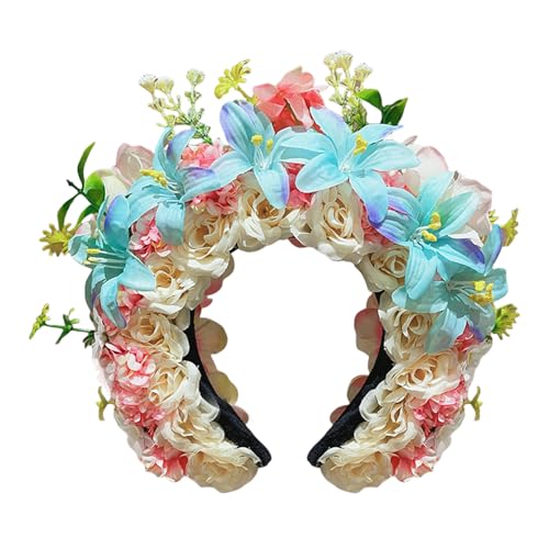Wynrzyj Stilvolle Blumenhaarbänder Für Frauen Festliche Seidenblumenkronen Stirnband Buntes Haar Ornament Für Partys Und Event Brautzubehör von Wynrzyj