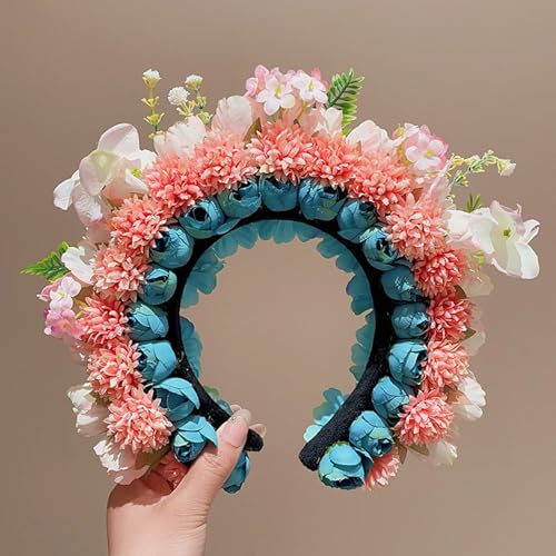 Wynrzyj Stilvolle Blumenhaarbänder Für Frauen Festliche Seidenblumenkronen Stirnband Buntes Haar Ornament Für Partys Und Event Brautzubehör von Wynrzyj