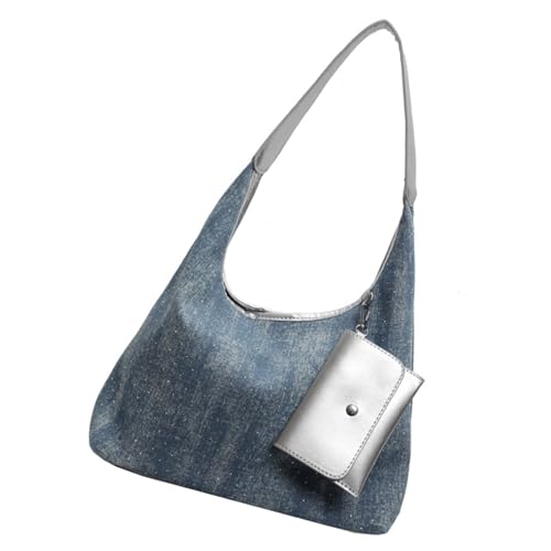 Wynrzyj Stilvolle Denims Umhängetasche Für Frauen Lässig Geräumige Achselhänderhandtasche Mit Großer Kapazität Für Den Täglichen Gebrauch Denims Tasche von Wynrzyj