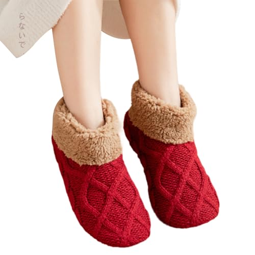 Wynrzyj Unisex Warm Warm Innenhaus Winter Knöchel Slipper Socken Mit Schleppendem Boden Dicker Fleece Ausgekleidetes Gestrickter Boden Innenschuhstift von Wynrzyj