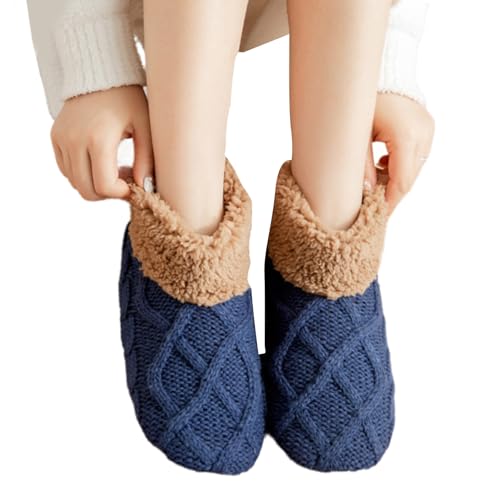 Wynrzyj Unisex Warm Warm Innenhaus Winter Knöchel Slipper Socken Mit Schleppendem Boden Dicker Fleece Ausgekleidetes Gestrickter Boden Innenschuhstift von Wynrzyj