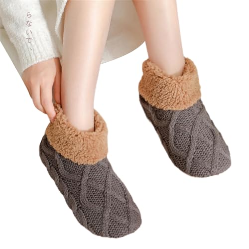 Wynrzyj Unisex Warm Warm Innenhaus Winter Knöchel Slipper Socken Mit Schleppendem Boden Dicker Fleece Ausgekleidetes Gestrickter Boden Innenschuhstift von Wynrzyj