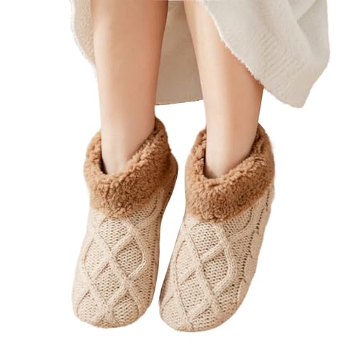 Wynrzyj Unisex Warm Warm Innenhaus Winter Knöchel Slipper Socken Mit Schleppendem Boden Dicker Fleece Ausgekleidetes Gestrickter Boden Innenschuhstift von Wynrzyj