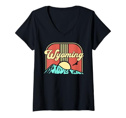 Damen Wyoming T-Shirt mit V-Ausschnitt Damen Wyoming T-Shirt mit V-Ausschnitt von Wyoming USA Outdoor Vintage