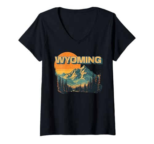 Damen Wyoming T-Shirt mit V-Ausschnitt Damen Wyoming T-Shirt mit V-Ausschnitt von Wyoming USA Outdoor Vintage
