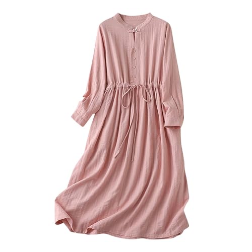 Baumwolle Leinen Kleid Damen Blusenkleid Langarm Halb Knopf Maxi Kleider Sommer Langes Kleid Leinenkleid Hemdkleid Strandkleid A-Linie Maxikleider Baumwolle Leinen Kleid Damen Blusenkleid Langarm Halb Knopf Maxi Kleider Sommer Langes Kleid Leinenkleid Hemdkleid Strandkleid A-Linie Maxikleider von Wyongtao